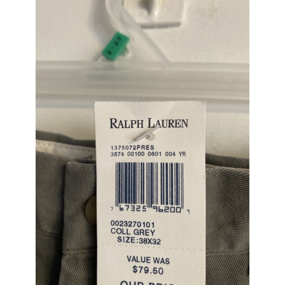 Polo Ralph Lauren Pants Men's 38x32 Gray Chino The Preston Flat Front Vtg #1827 - Picture 3 of 12